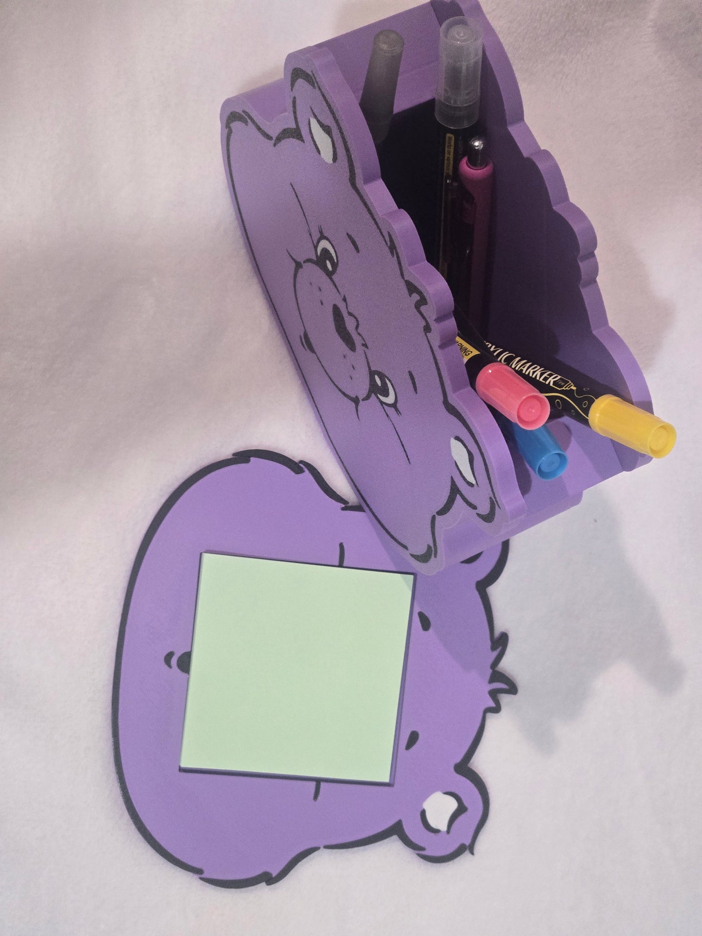 Purple Bear Pencil / Pen & Sticky Note Combo