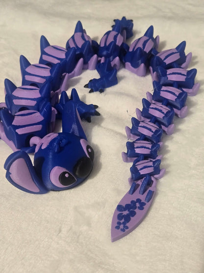 Blue Alien Dragon 3D Printed