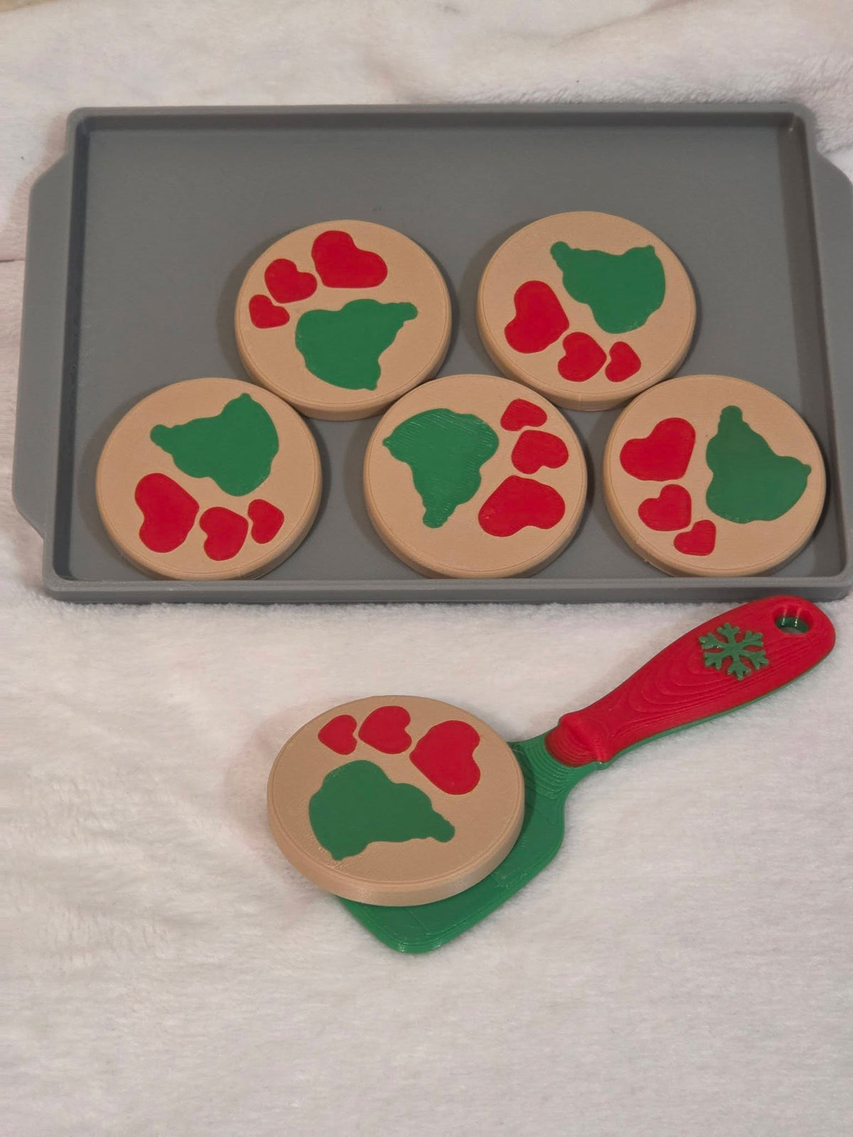 3D Printed Christmas Cookie Display Set with Tray & Spatula