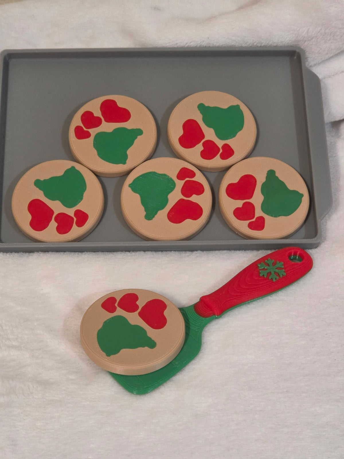 3D Printed Christmas Cookie Display Set with Tray & Spatula