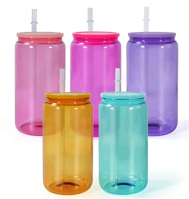 Colored 16oz Glass with Lid / Sublimation Blanks